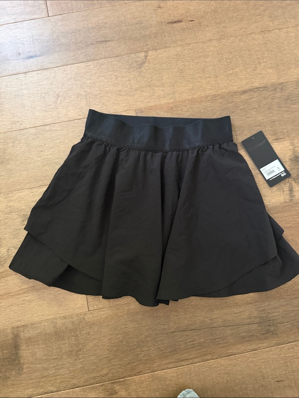 💋90 Degree By Reflex Black Layered Skater Skirt with Elastic Waist